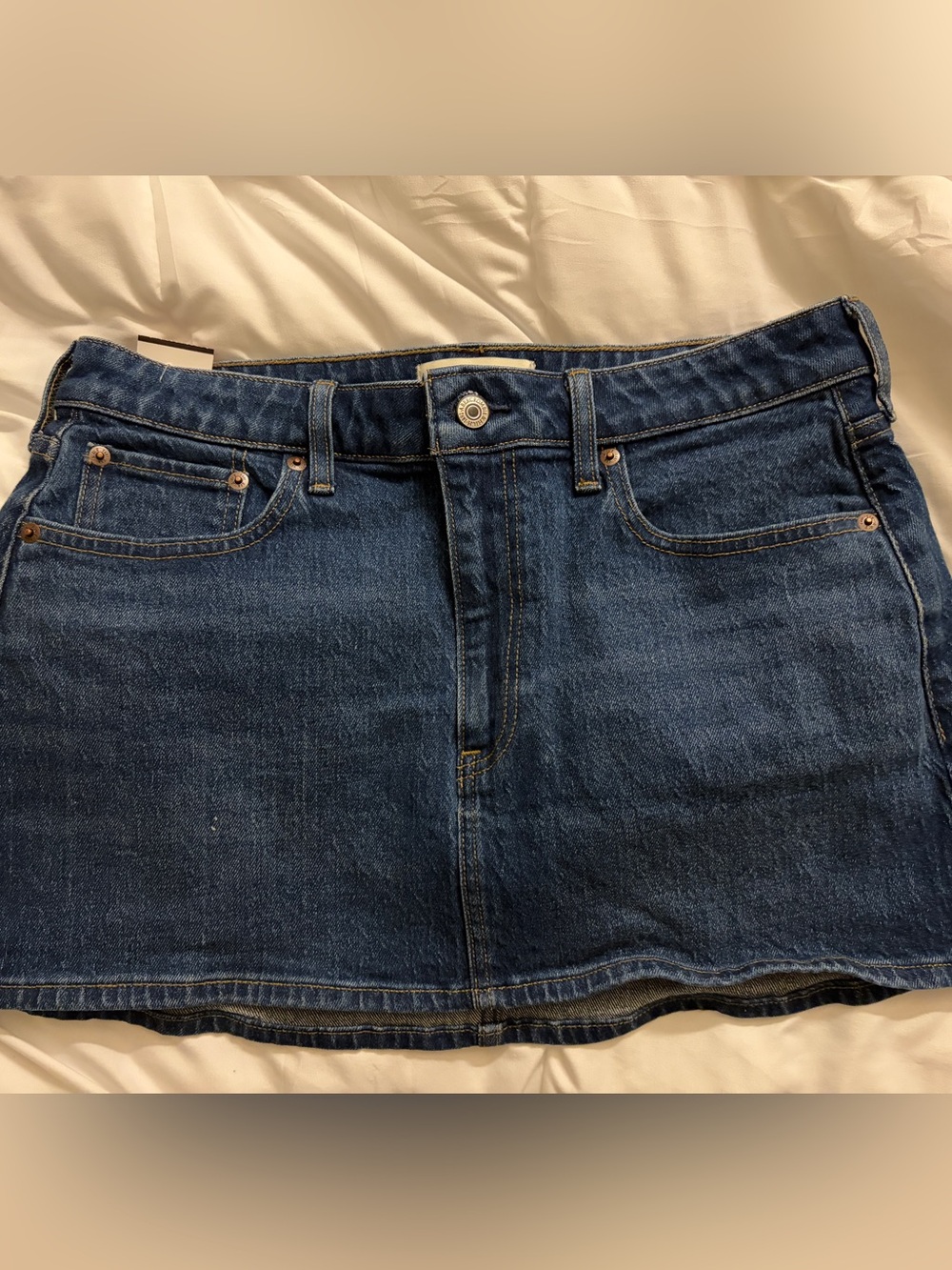 Abercrombie & Fitch Denim Mid Rise Mini Skirt Dark Blue